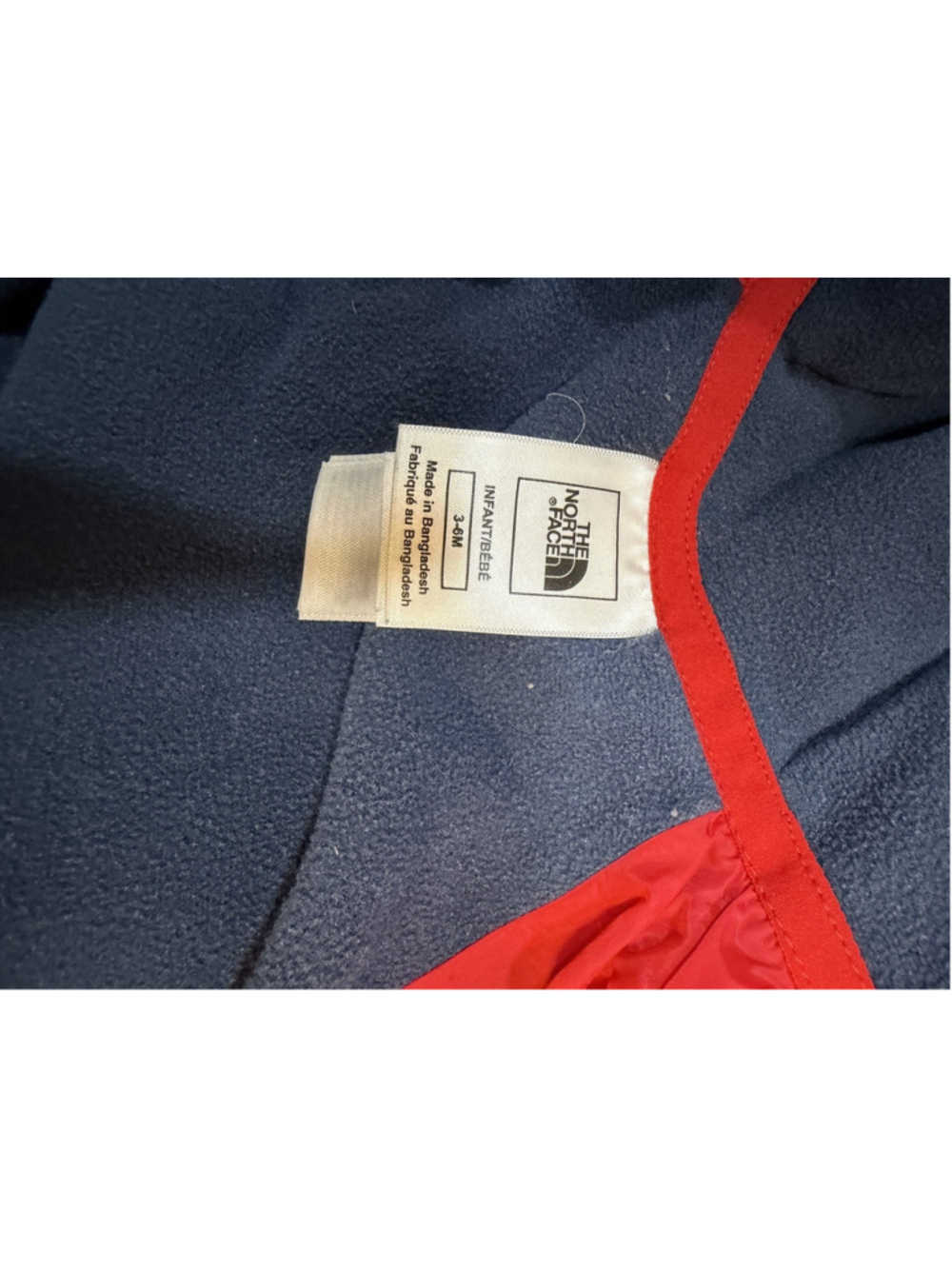 The North Face Hooded Full Zip One-Piece Snowsuit Blue/Red 3-6 Months - Picture 7 of 8
